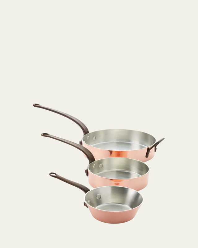 Solid Copper Tin-Lined Pans, Set of 3